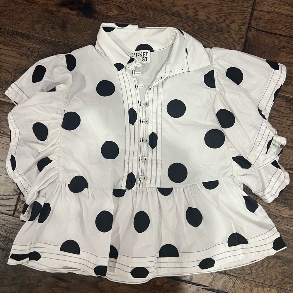BUCKETLIST Polka Dot Blouse - White and Black